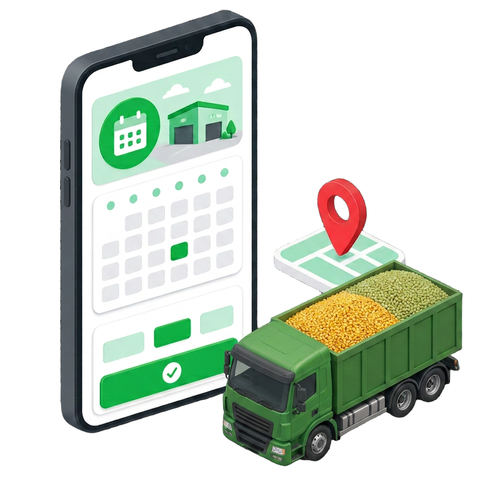 Transportadora agendando a vaga pelo celular